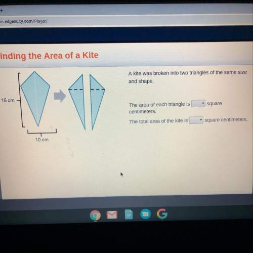 Akite was broken into two triangles of the same size and shape . the area of each triangle is ? squ