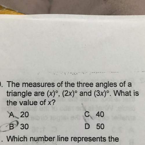 The measures of the three angles of a triangle are (x)°,(2x)°and (3x)° what is the value of x it’s