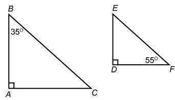 Drag and drop a phrase to make the statement true. triangles abc and def are . similar triangles or