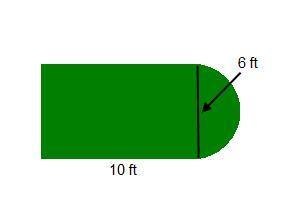 This composite shape is a rectangle with a semicircle attached on one end. the diameter of the semic