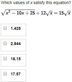 Which values of x satisfy this equation?