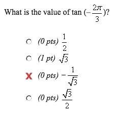 What is the value of tan (-2pi/3)? the correct answer is sqrt 3 but how do i get that? someone exp