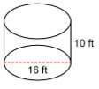 What is the volume of the cylinder? a. 1696.46 ft.3 b. 1020.02 ft.3 c. 2010.62 ft.3 d. 1158.79 ft.3