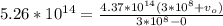 5.26*10^{14}=\frac{4.37*10^{14}(3*10^{8}+v_o)}{3*10^8-0}
