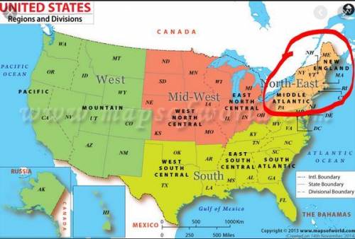 Which two regions are located next to each other?  o a) mid-atlantic and new england o b) new englan