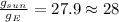 \frac{g_{sun}}{g_{E}}=27.9 \approx 28