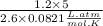 \frac{1.2\times 5}{2.6\times 0.0821 \frac{L.atm}{mol.K} }