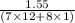 \frac{1.55}{(7 \times 12 + 8 \times 1)}
