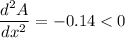 \dfrac{d^2A}{dx^2}=-0.14