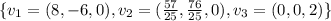 \{v_1=(8,-6,0),v_2=(\frac{57}{25},\frac{76}{25},0),v_3=(0,0,2)\}