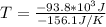 T = \frac{-93.8*10^3J}{-156.1J/K}