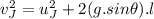 v_J^2=u_J^2+2 (g.sin\theta).l