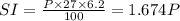 SI = \frac{P \times 27 \times 6.2}{100}  = 1.674 P