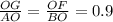 \frac{OG}{AO}=\frac{OF}{BO}=0.9