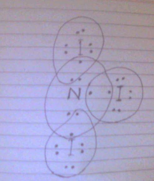 Lewis structure for nitrogen triiodide, ni(3)