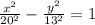 \frac{x^2}{20^2} -\frac{y^2}{13^2} =1