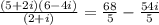 \frac{(5+2i)(6-4i)}{(2+i)}=\frac{68}{5}-\frac{54i}{5}