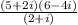 \frac{(5+2i)(6-4i)}{(2+i)}