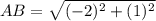 AB=\sqrt{(-2)^{2}+(1)^{2}}