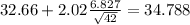 32.66+2.02\frac{6.827}{\sqrt{42}}=34.788