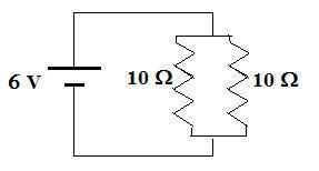 Acircuit has a 6.0v power supply and two 10.0 2 resistors connected in parallel. what is the voltage