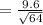 =\frac{9.6}{\sqrt{64}}