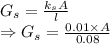 G_s=\frac{k_sA}{l}\\\Rightarrow G_s=\frac{0.01\times A}{0.08}