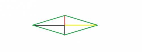 Arhombus has 25-cm sides, and one diagonal is 14 cm long. how long is the other diagonal?