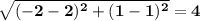 \bf \sqrt{(-2-2)^2+(1-1)^2}=4