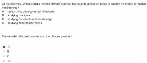 Of the following, which is not a method howard gardner has used to gather evidence to support his th