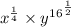{{x^{\frac{1}{4}}\times y^{16}}}^\frac{1}{2}