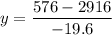 \displaystyle y=\frac{576-2916}{-19.6}