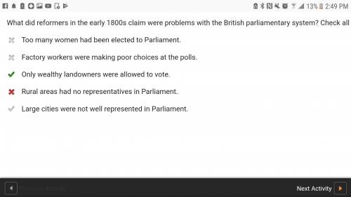 What did reformers in the early 1800s claim were problems with the british parliamentary system?  ch