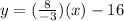 y =  (\frac{8}{-3})(x) - 16