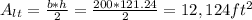 A_{lt}=\frac{b*h}{2}=\frac{200*121.24}{2}=12,124ft^{2}