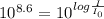 10^{8.6}=10^{log\frac{I}{I_{0}} }