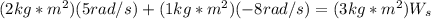(2 kg*m^2)(5 rad/s) + (1 kg*m^2)(-8 rad/s) = (3 kg*m^2)W_s