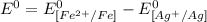 E^0=E^0_{[Fe^{2+}/Fe]}- E^0_{[Ag^{+}/Ag]}
