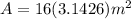 A=16(3.1426)m^2