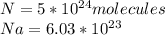 N=5*10^{24} molecules \\ Na = 6.03*10^{23}