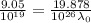 \frac{9.05}{10^{19}}=\frac{19.878}{10^{26}\lambda_0}