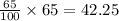 \frac{65}{100}  \times 65 = 42.25