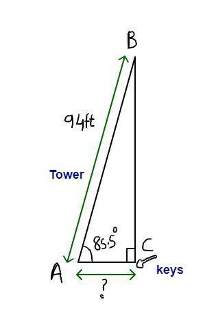 The leaning tower of niles is 94 feet high and makes an angle of 85.5 degrees from the ground to the