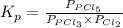 K_p=\frac{P_{PCl_5}}{P_{PCl_3}\times P_{Cl_2}}