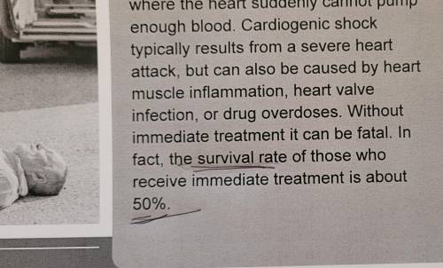 True or false the survival rate of those who receive immediate treatment for cardiogenic shock is ab