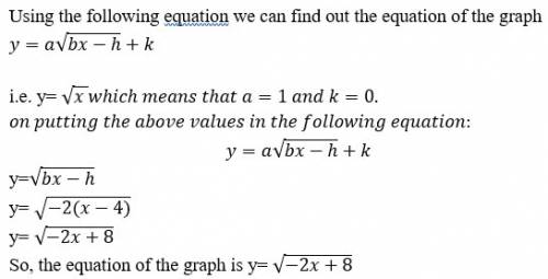 Given b = -2 and h = 4, what is the equation of the graph if the parent function is y= root x