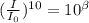 (\frac{I}{I_0})^{10} = 10^{\beta}