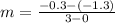 m = \frac{-0.3 - (-1.3)}{3 - 0}