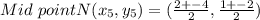 Mid\ pointN(x_{5} ,y_{5})=(\frac{2+-4 }{2}, \frac{1+-2 }{2})
