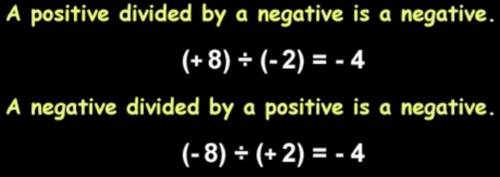 Give an example of dividing a negative and a positive